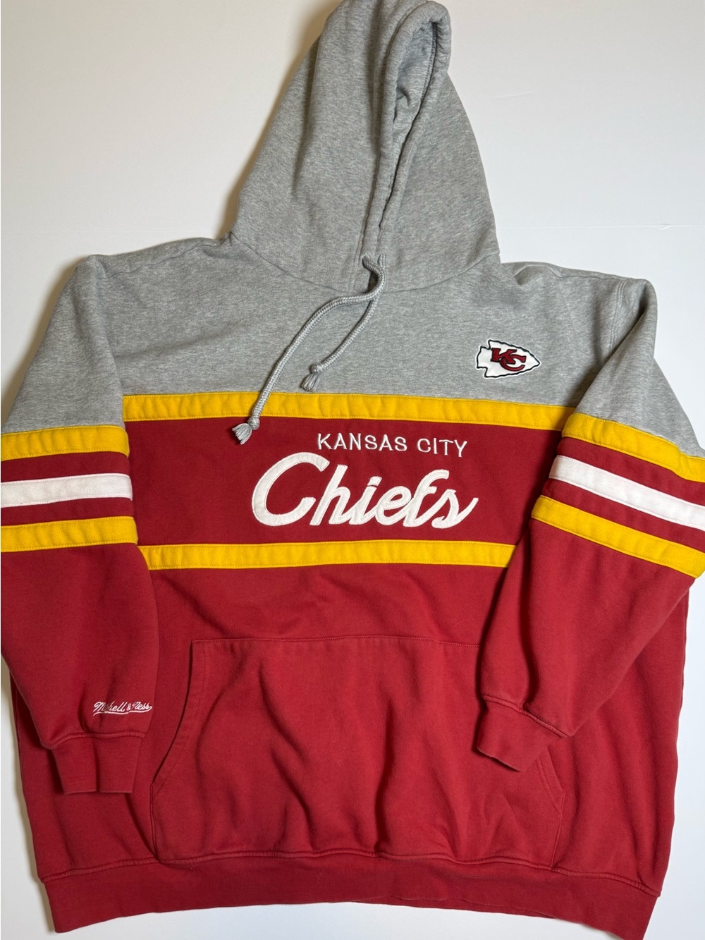 Mitchell & Ness KC Chiefs NFL Throwbacks Hoodie Gray/Red Big & Tall 4XLT